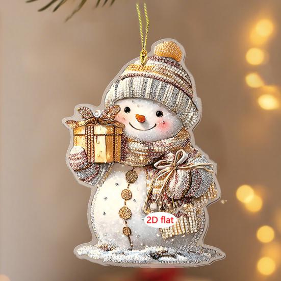 4Pcs/Set Snowman Pendant Christmas Cartoon Pink Snowman 2D Pendant Festive Indoor
