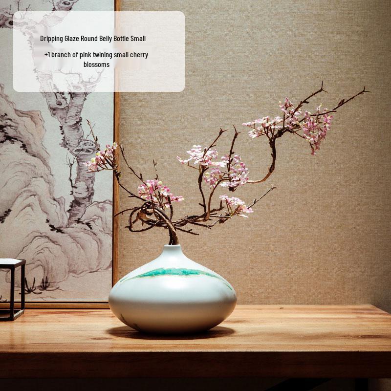 Zen Dried Flowers Vase Ornament for Dining Table, Entrance Hall, Living Room, or TV Cabinet
