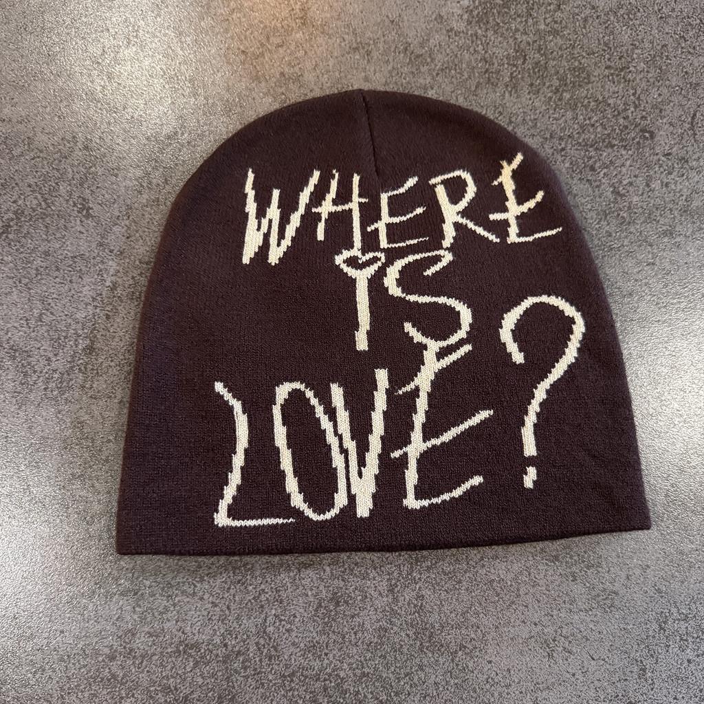 

Hat Knitted Style For Women With Letter Detailing Warm Acrylic Winter Headgear коричневый