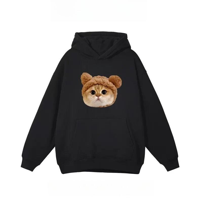 American Fashion Street Fashion Brand Fun Cat Print Autumn New Unisex Children's Warm Loose Large Size Sports Hoodie Jacket