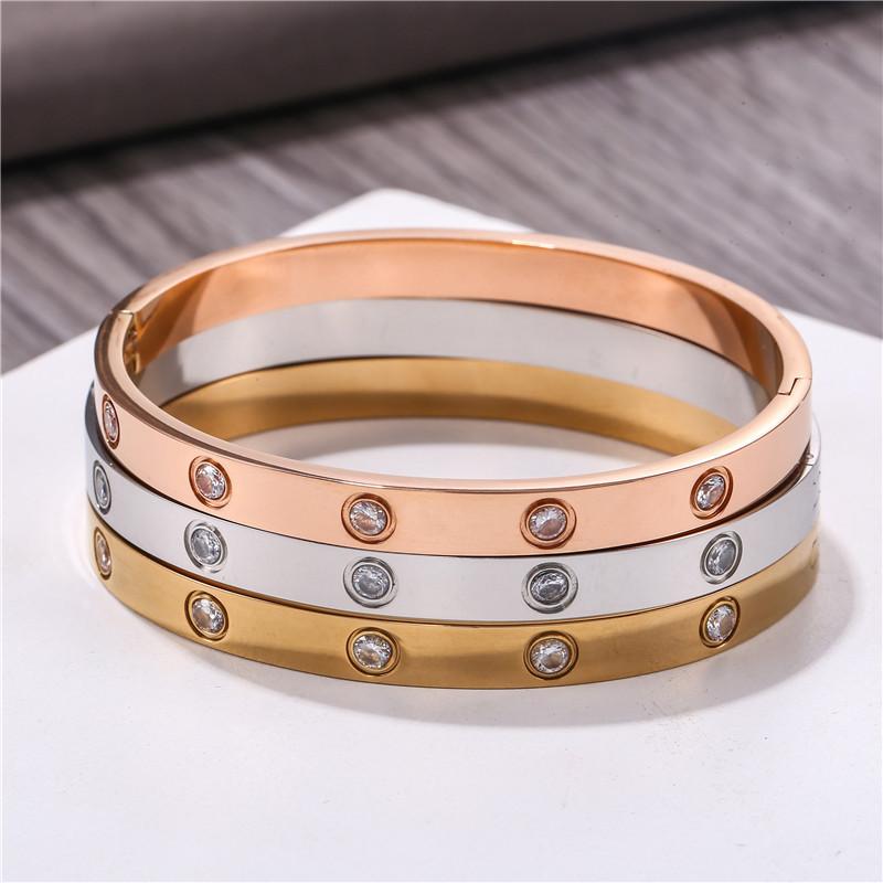 Geometric Titanium Steel Bracelets For Women Men With Rhinestone Decor For Trendy Fashion And Gift