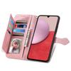 For Samsung Galaxy A14 5G/A14 4G Zipper Wallet Case with Strap Flower Imprint PU Leather Phone Cover