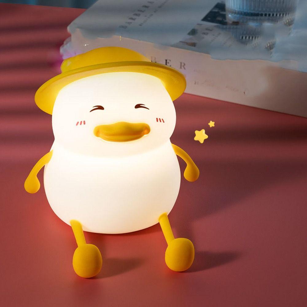 Silicone Cute Duck Pat Light Eye Protection Cartoon USB Charging Night Light Clap Control Decompression Night Light