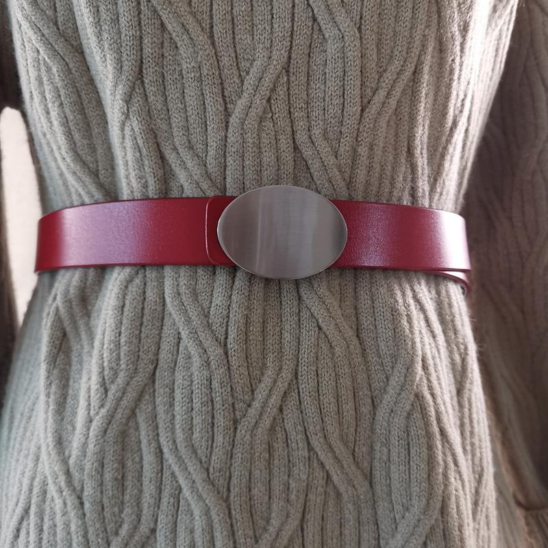 

Женский кожаный модный ремень с квадратной пряжкой, двухслойная коровья кожа, летний образ, повседневный 105cm красный