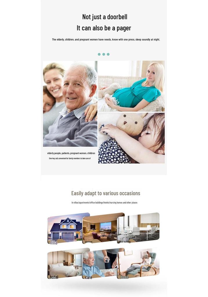 Ultra-Long Distance Smart Wireless Doorbell with Remote Control and Chime for Home and Elderly Entry