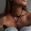 Adjustable Long Black Rope Hollowed-out Love Heart Pendant Necklace Women Men Vintage Charm Jewelry on The Neck Accessories