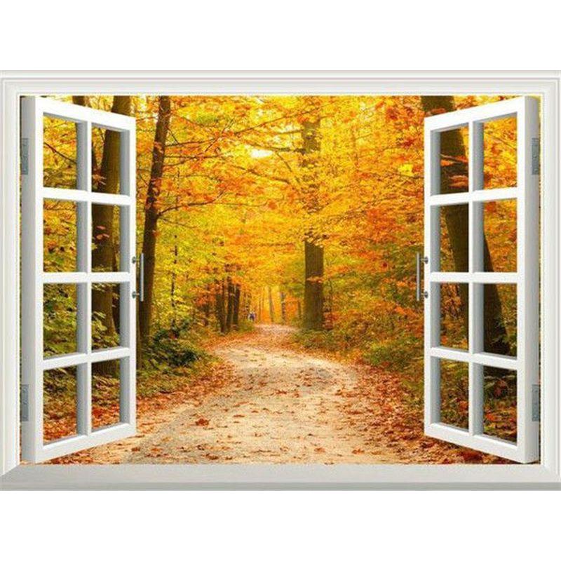 

Круглый алмаз 5D DIY Алмазная картина Окно Пейзаж Вышивка крестиком Комплект украшения дома Подарок Мозаика Full Round 20x30CM