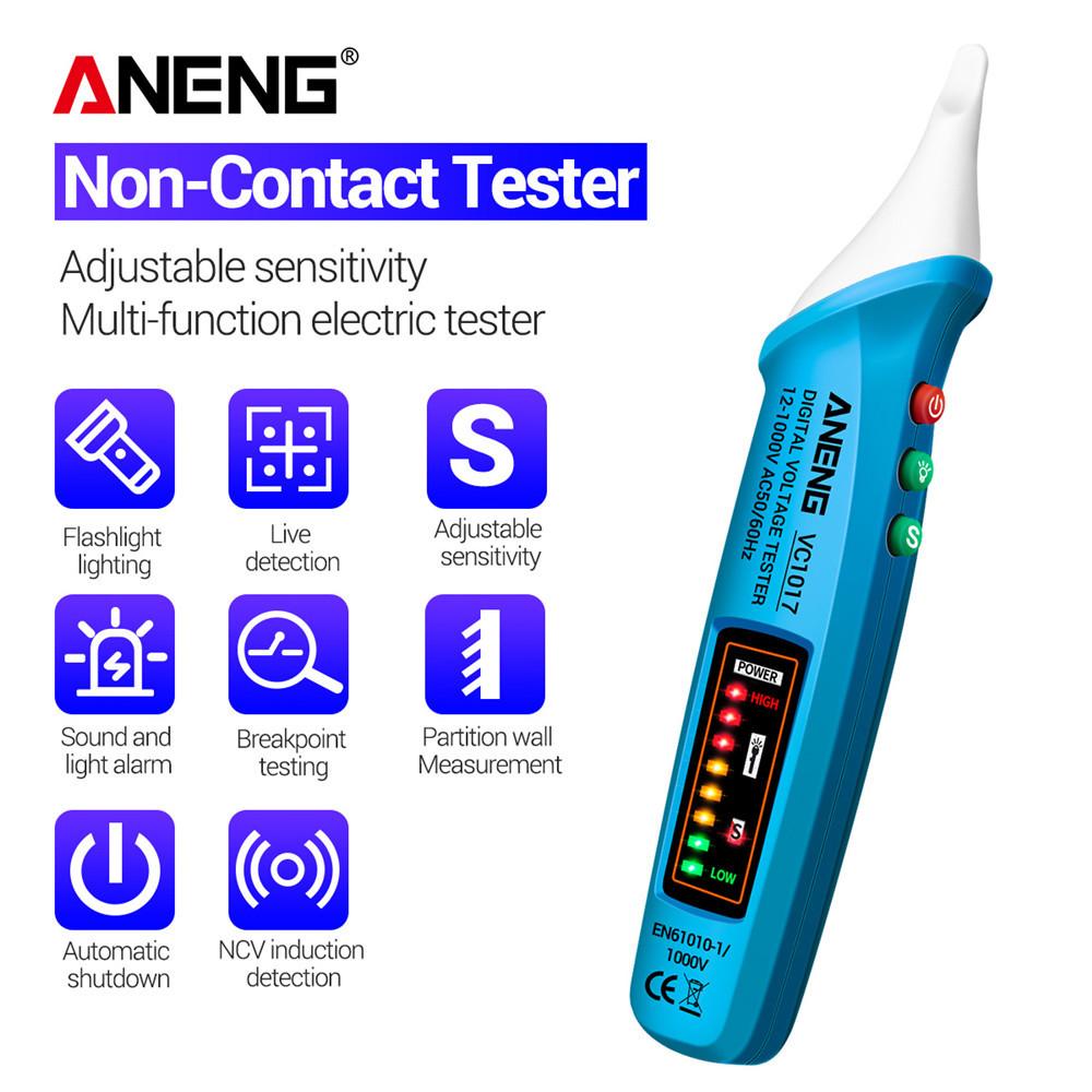 Portable ANENG VC1017 Digital AC Voltage Meter Multimeter Pen NCV Non-contact Automatic Voltmeter 12-1000V Smart Sensor Tester Buzzer Detector Tools