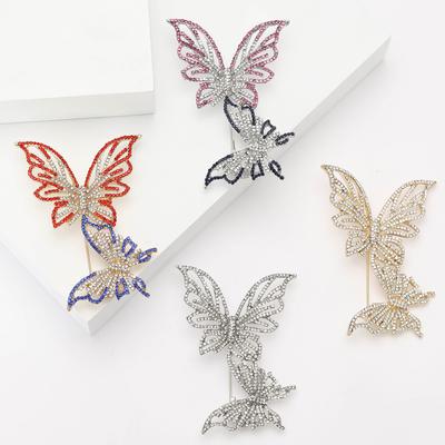 Fashion Personality Alloy Rhinestone Butterfly Brooch High-End Temperament Women'S Cardigan Sweater Corsage Jewelry Pin