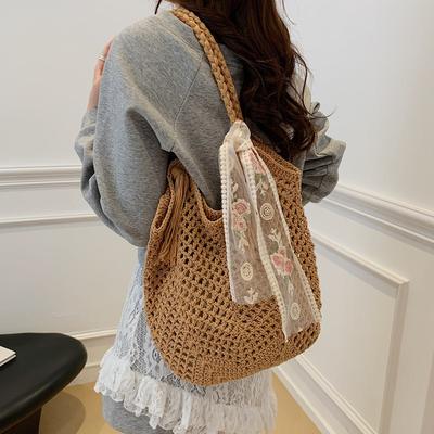 Borsa casual a spalla singola traforata di grande capacità Borsa casual da spiaggia per donne