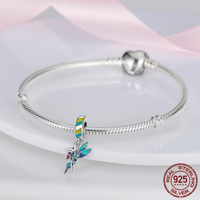 Sterling Silver S925 Sparking Dragonfly Butterfly Fit Original  Bracelet Necklace DIY Bead For Women Jewelry Making Gift