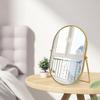 Schminkspiegel mit 90° verstellbarer Drehung, ovaler goldener Metallrahmen, stehender Tischspiegel für Schlafzimmer Badezimmer