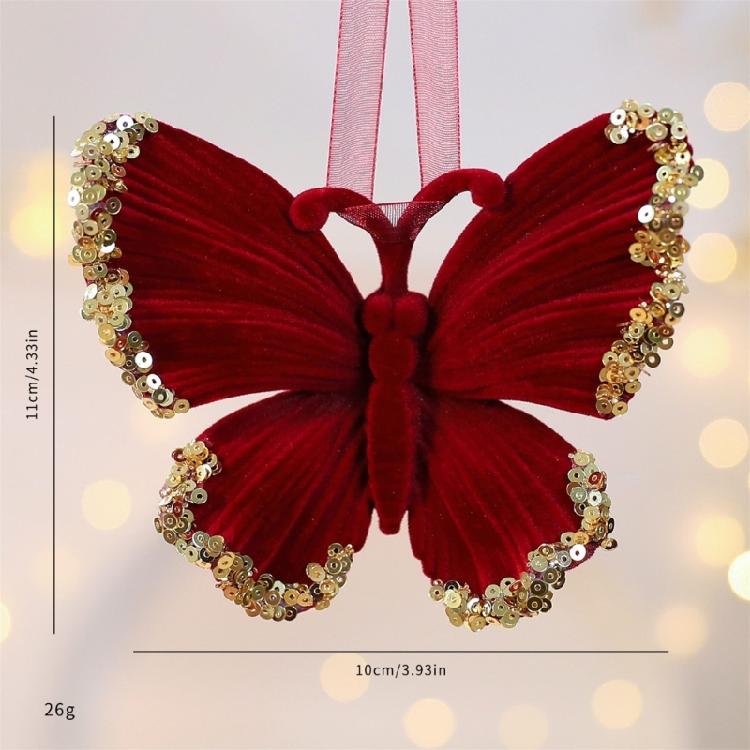 Pailletten Samtiges Reh/Schmetterling/Schneeflocke/Kranz Hängeornament für Kaminsimse Treppenhaus Fenster Weihnachtsbaumdekoration