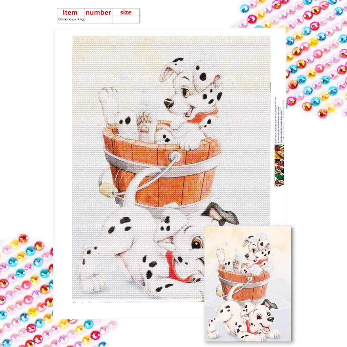 

Алмазная живопись своими руками Собака принимает ванну Набор для вышивания крестом Мозаичное искусство Алмазная живопись Полная выкладка Алмаз Домашнее украшение Round 20x30cm