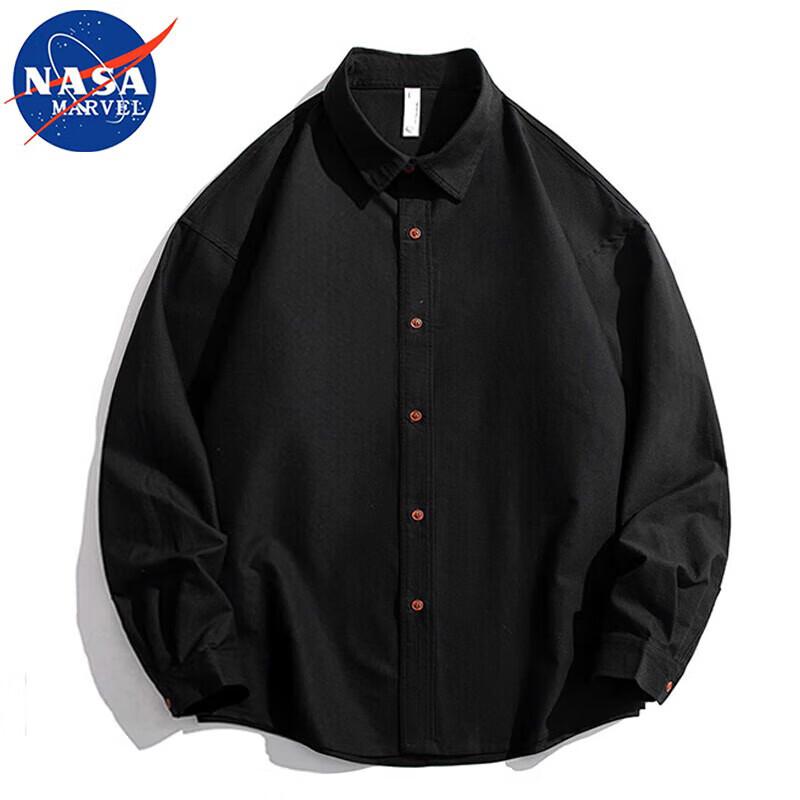 NASA MARVEL Men's Long Sleeve Casual Lapel Shirt