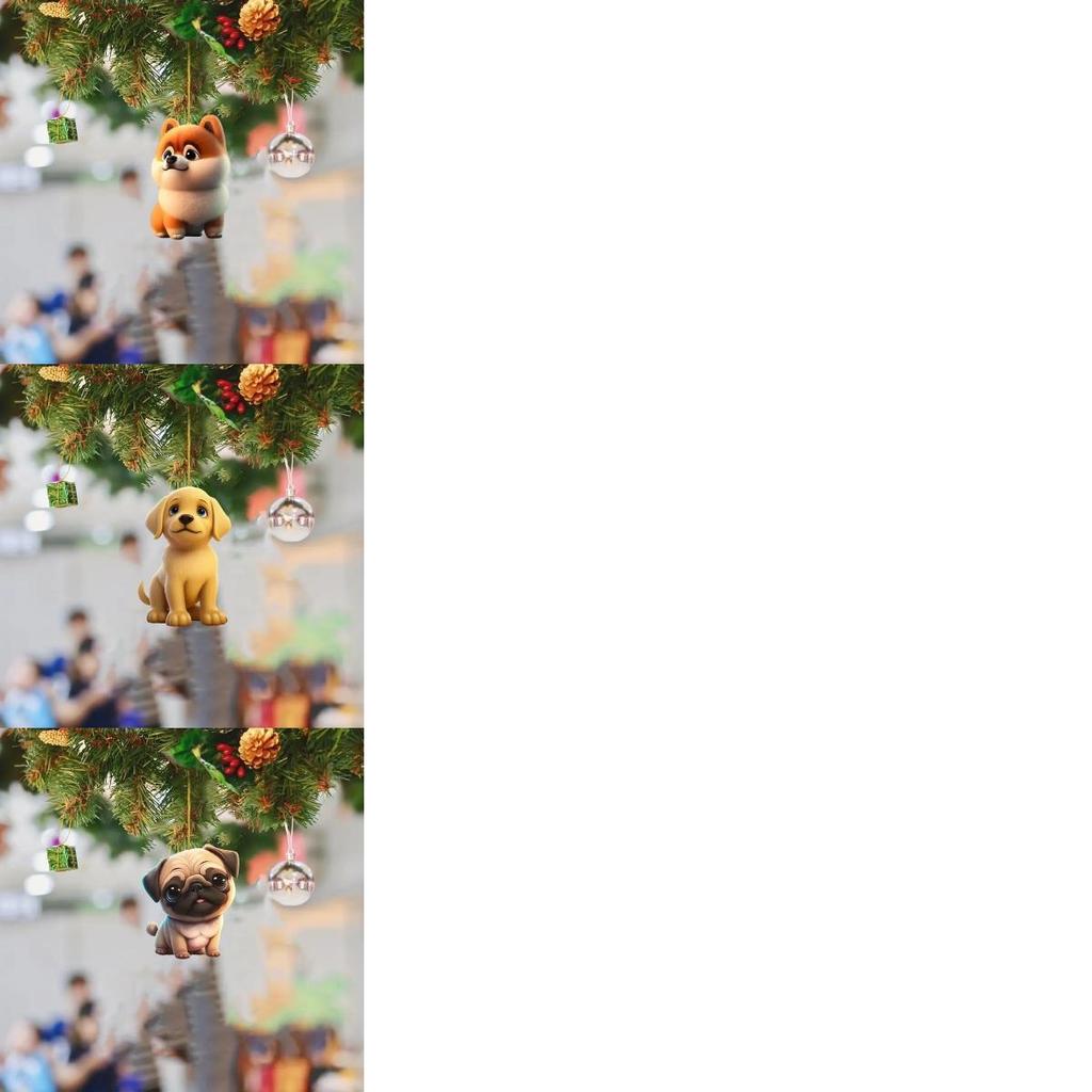 Entzückende 2023 Christmas Dog Serie Acryl Weihnachtsbaum-Schmuckstück Für Auto-Dekoration