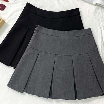 Women's Autumn Winter Grey High-Waisted Short Pleated Skirt Slimming Versatile Anti-Exposure A-Line Stylish Casual All-match Versatile Skirt