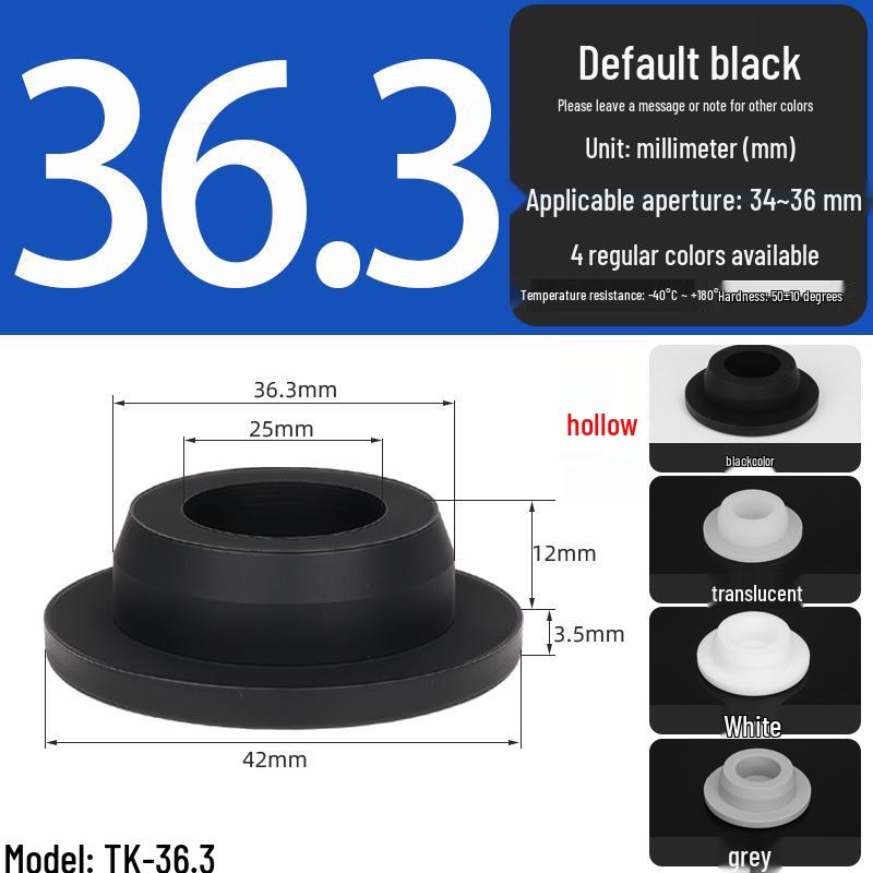 Black High-Temperature Resistant T-Shaped Silicone Stopper - Round Hole Rubber Gasket & Shock-Absorbing Blind Plug