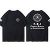 25 Plus Size Cotton Fbi Letter Printed T-shirt Military Style Cotton Jacket Short Sleeved Half Sleeved Casual Round Neck T-shirt