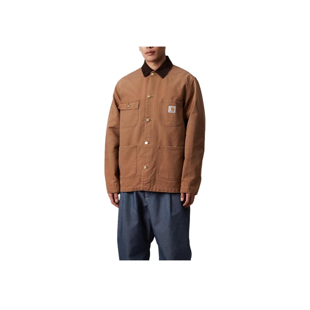 Carhartt WIP Chore Loose Diamond Quilted Square Label Long Sleeve Jacket Men Jacket Brown I035281-00S-3K