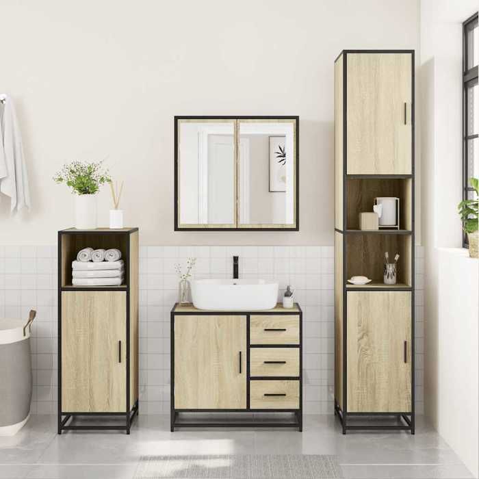 VidaXL Bathroom Vanity Unit Sonoma Oak Engineered Wood, Bathroom Sink Cabinet, Bathroom Furniture 849275