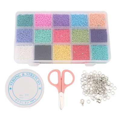 Hobbyperlesett Multifunksjonelt 15 Rom Ensfarvede Perler med Verktøy for Armbånd Øredobber