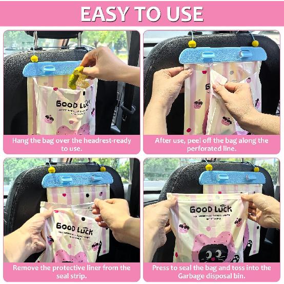 Accmor Disposable Car Trash Bag, 20 Pcs Car Garbage Bag Hanging Vehicle Trash Can Auto Rubbish Pouch Dustbin Bags Garbage Container Car Accessories,