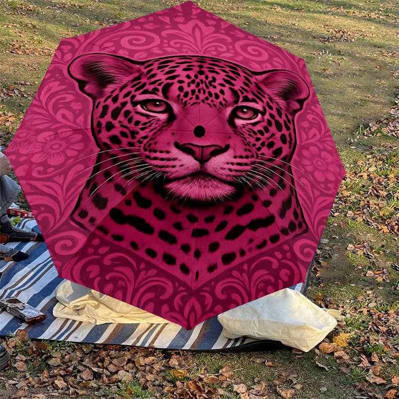 1PC leopard pattern Automatic Open/Close Umbrella Compact Folding Umbrella with 8-Rib Shaft lightweight esign, Fashion Lovers1241A