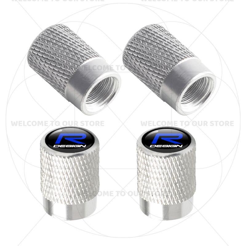 For Volvo R Design Emblem S90 V90 XC60 T8 V70 S60 V60 EX30 Moose 4Pcs Aluminum Car Tire Valve Caps Wheel Stem Air Dust Covers