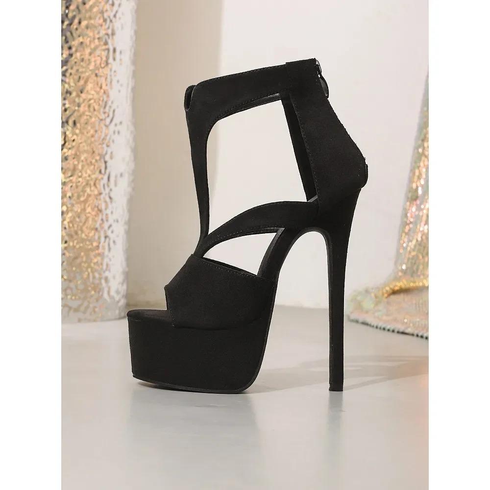 Pesstwei Summer Stiletto High Heels Zipper Women Sandals Fashion Stripper Party Shoes Size:35 42