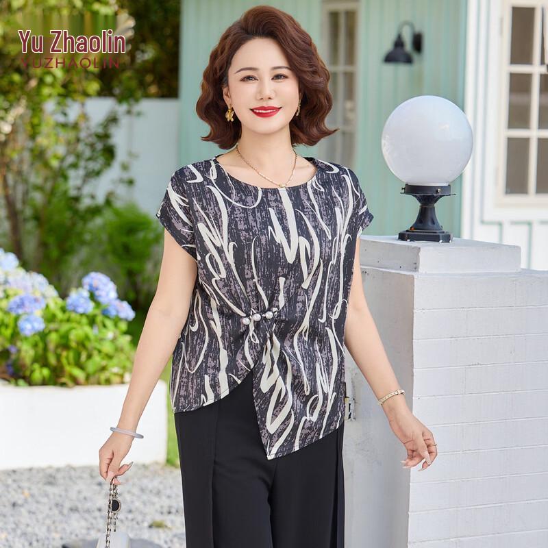 YUZHAOLIN Women s Summer Print Short Sleeve Top 5XL