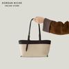 Canvas Contrasting Splicing Tote Bag for Women with Niche Design, Large Capacity Commuting Shoulder Bag