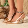 Fashion Elegant Pointed Toe Back Strap Buckle Design Brand High Heels Fashion Metal Decoration Slide Sandal High Quality Plus Size Pumps