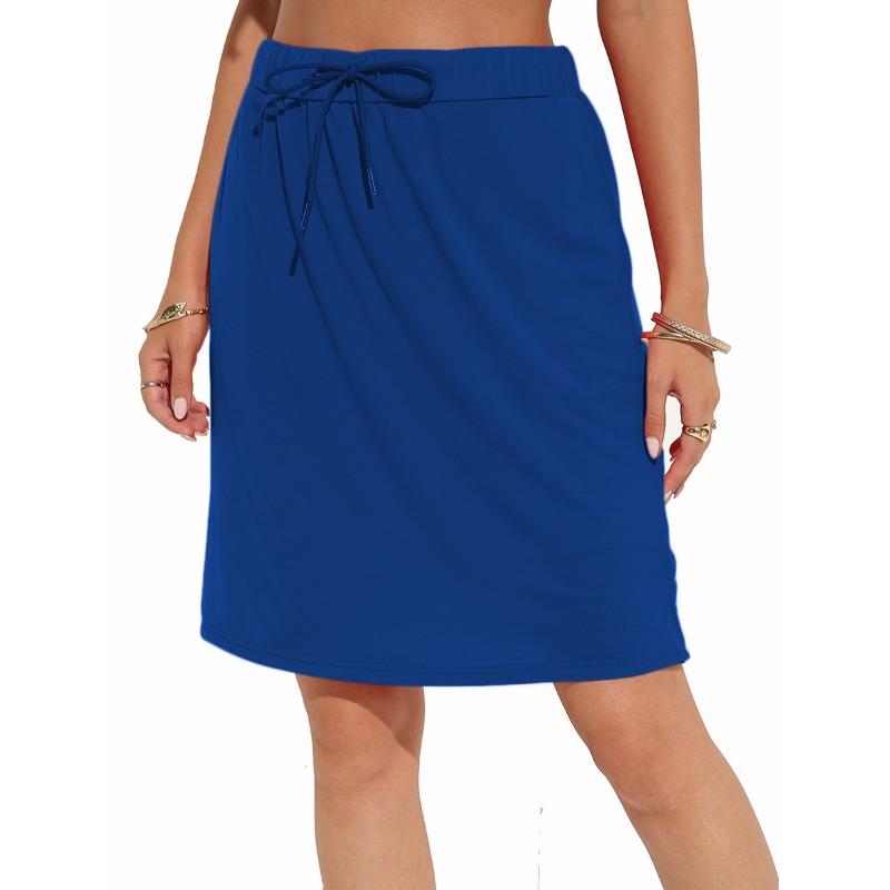 European and American Women's Spring and Summer Temperament Lace-up Solid Color Skirt Two-layer Short Skirt