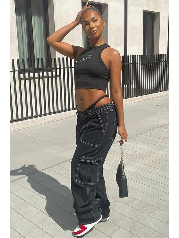 Damskie Jeansy Cargo z Wysokim Stanem, Elastyczne, Wielokieszeniowe, Szerokie Nogawki