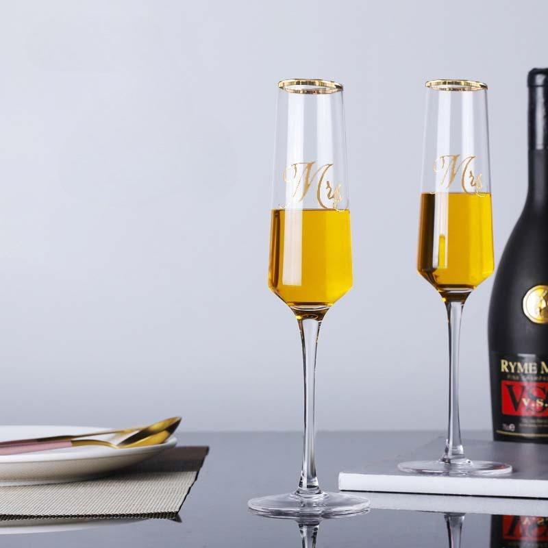 Kristall Guld Champagneglas Set Lyxig Ins Stil Gåva för Hem Hotel Kreativ Barutrustning