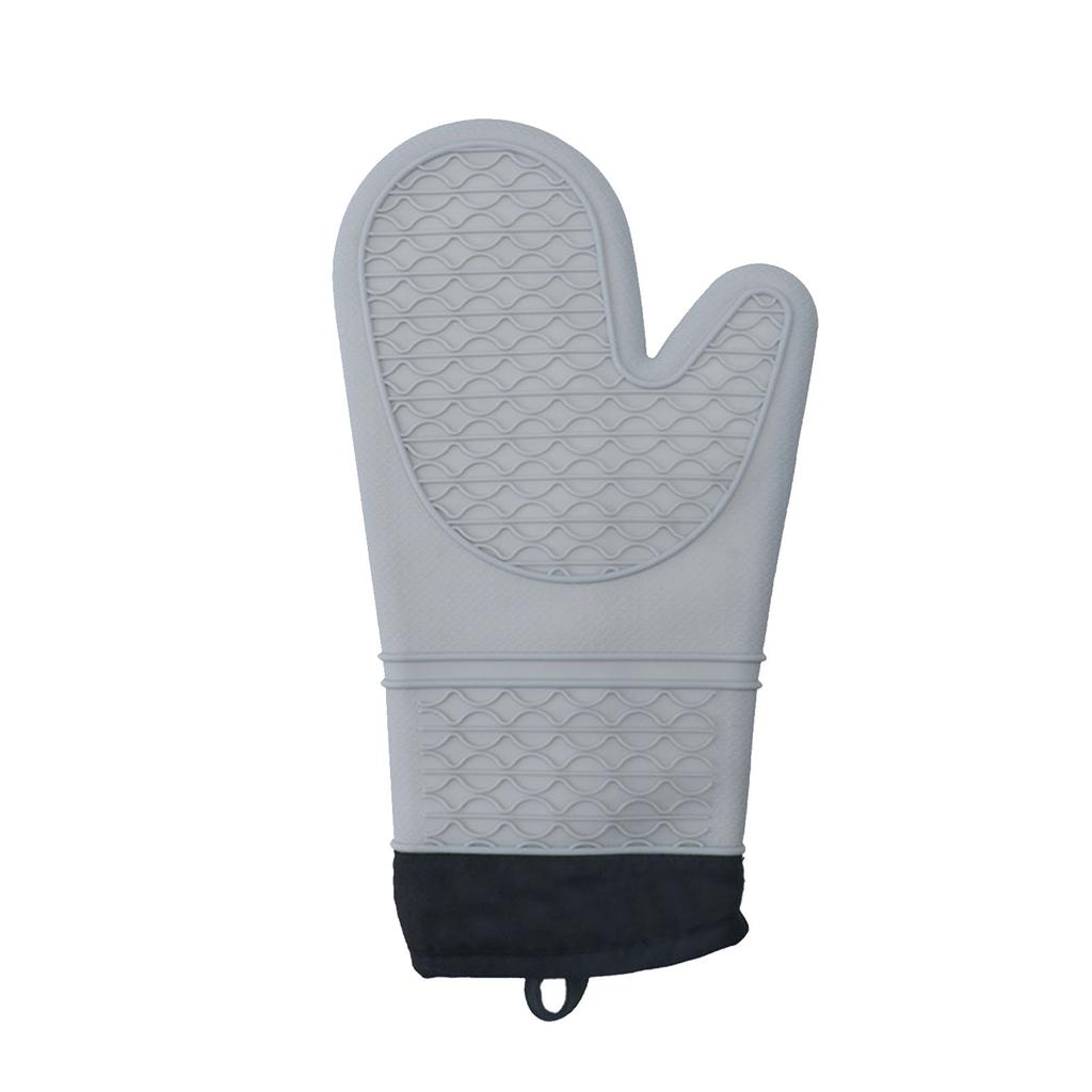 Silicone Oven Gloves Microwave Oven Gloves Heat Resistant Baking Antiscald Thickened Baking Gloves Gray