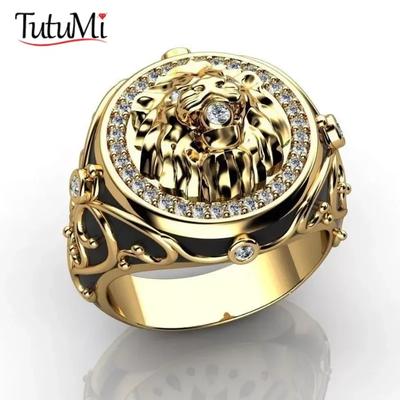 Creative Lion Head Medusa Ring for Men Inlaid with Zircon Fashion Domineering Rings Female Punk Style Zircon Gifts