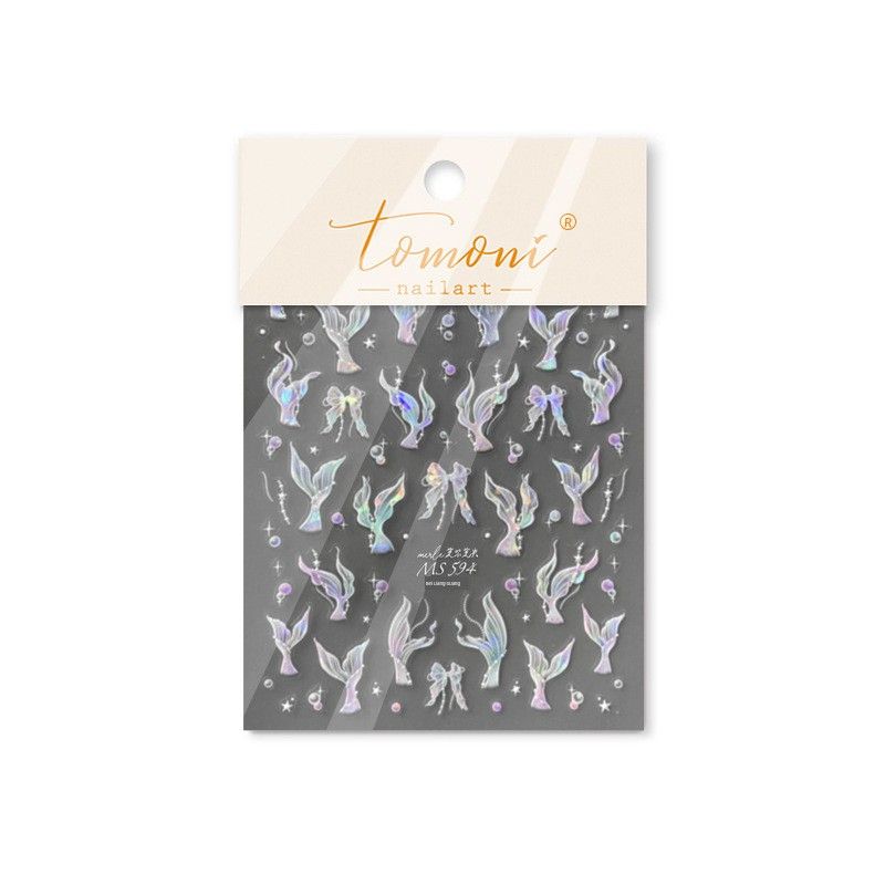 

Colorful Mermaid Tail Nail Stickers 2025 New Arrival Pure Desire Fantasy Jelly Shell Light Nail Ornament Decals Shell Light Man Fish Tail Sticker-MS594