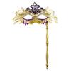 Fancy Dress Party Eyewear Mask Metal Handheld Stick Half Face Venetian Masque Rhinestones Women Mask Prom Ball Masquerade