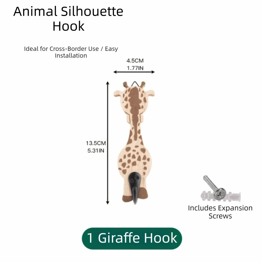 Hickory Wood Animal Hook Cute Design Wall-Mounted Hook Decoration Key Hanging Hook  Wardrobe