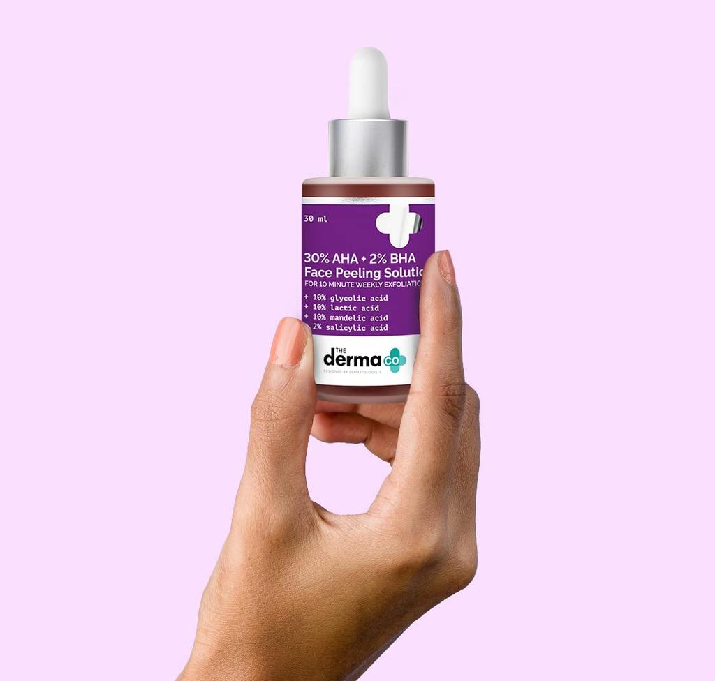 The Derma Co 30% AHA + 2% BHA Peeling Solution | Repairing & Exfoliating | Makes Skin Glow | Cleanses Pores | 30 Ml