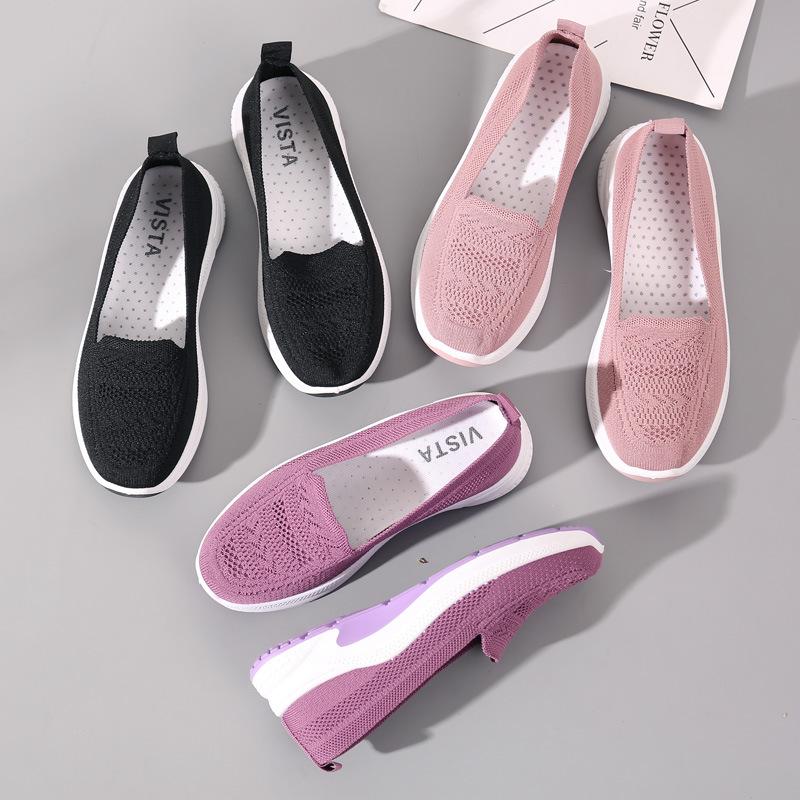Cloth shoes women's spring new fly-woven mesh shoes soft-soled women's shoes breathable, fashionable, breathable and comfortable