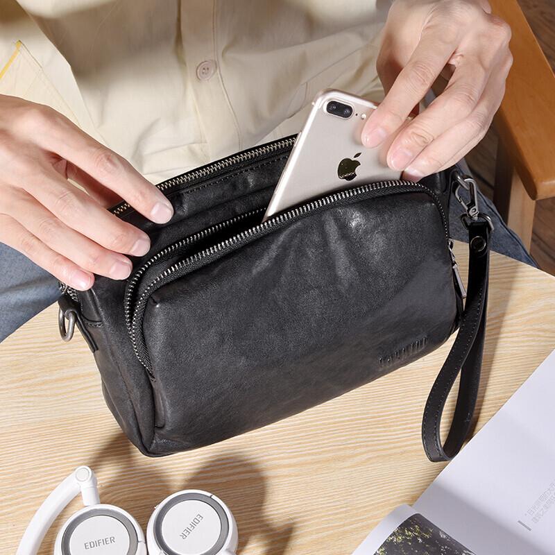 Pai Bao Jue Men's Genuine Leather Crossbody Shoulder Bag