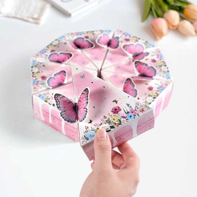 8/10 Bucăți Cutie Cadou din Hârtie în Formă de Tort Triunghiular Cutii Ambalaj Deserturi Bomboane Fursecuri Cadouri pentru Petrecere de Ziua Copiilor Baby Shower