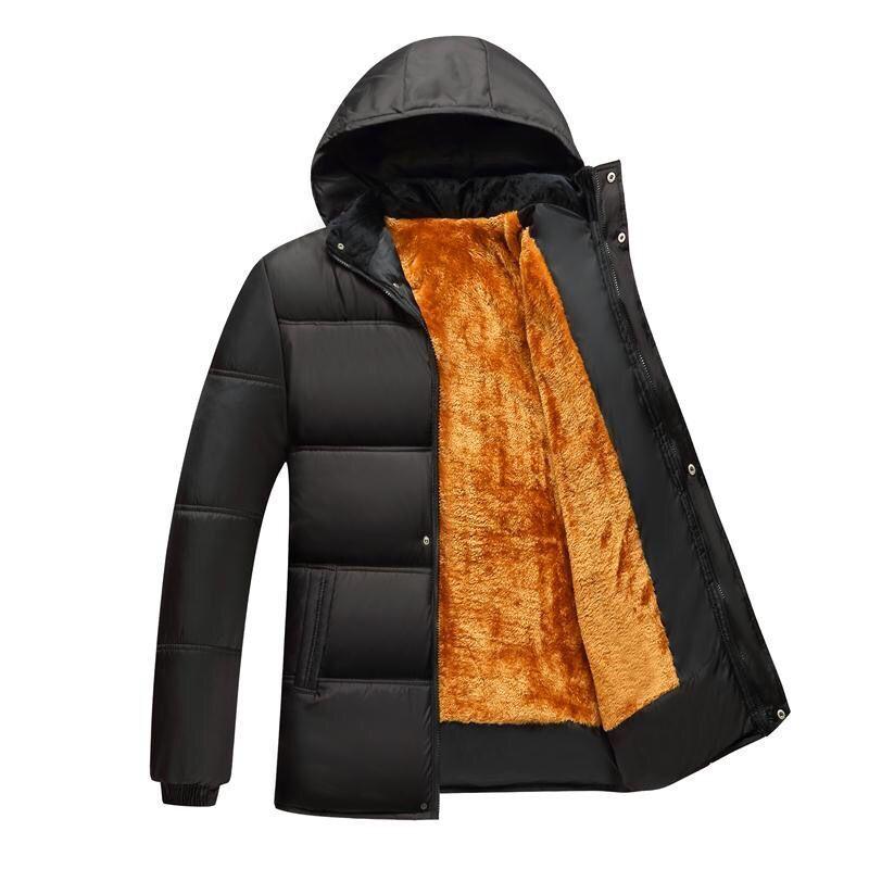 Waterproof Winter Jacket Men Hoodied Parka  Warm  Coat  Thicken Fleece Zipper Jackets