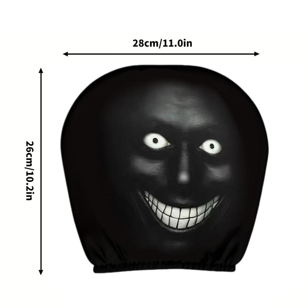 2Pcs Universal Car Headrest Covers Halloween Horror Face Printing Design Breathable Elastic Car Seat Headrest Cover Dustproof