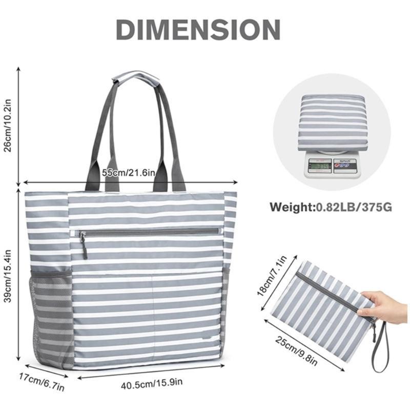 Spacious Water Resistant Foldable Sand Resistant Beach Bag Compact Design For Family Gatherings And Vacation Trip