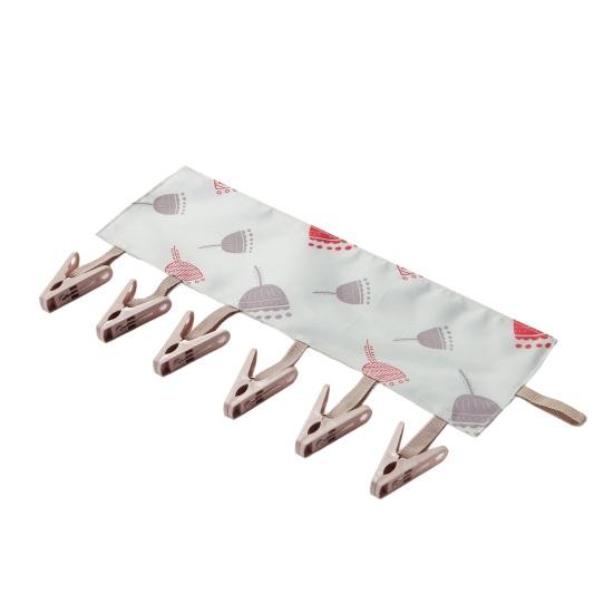 Clothes Socks Hanger with 6 Clips Strong Load-bearing Fastener Tape Design Folding Clothes Hanger Clips Towel Drying Rack