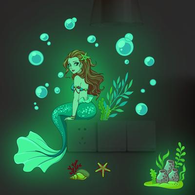 Adesivi murali luminosi a forma di fata e sirena, per bambini, per la camera da letto, per la casa, adesivi fluorescenti a forma di farfalla, per cambiare carta da parati
